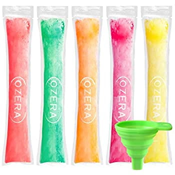 Ice Candy Bags Disposable Ice Pop Bags Pouches with a Silicone Funnel /& Freeze Pop Holder Ozera 150 Pack Popsicle Molds Bags